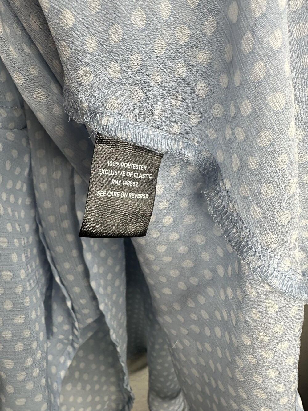 Torrid Blouse Womens 00 US 10 Blue White Polka Dot Tiered Peplum Long Sleeve Top - Picture 4 of 5